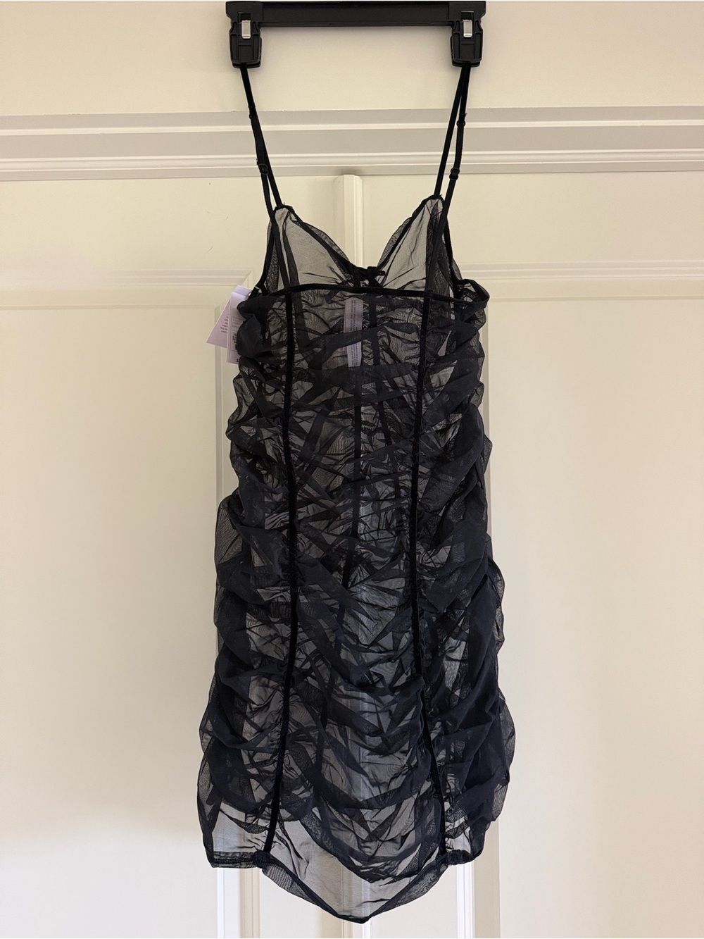 Auden Mesh Lingerie Slip Dress in Black Sheer Ruched Chemise Bodycon Women S NEW - Picture 7 of 12